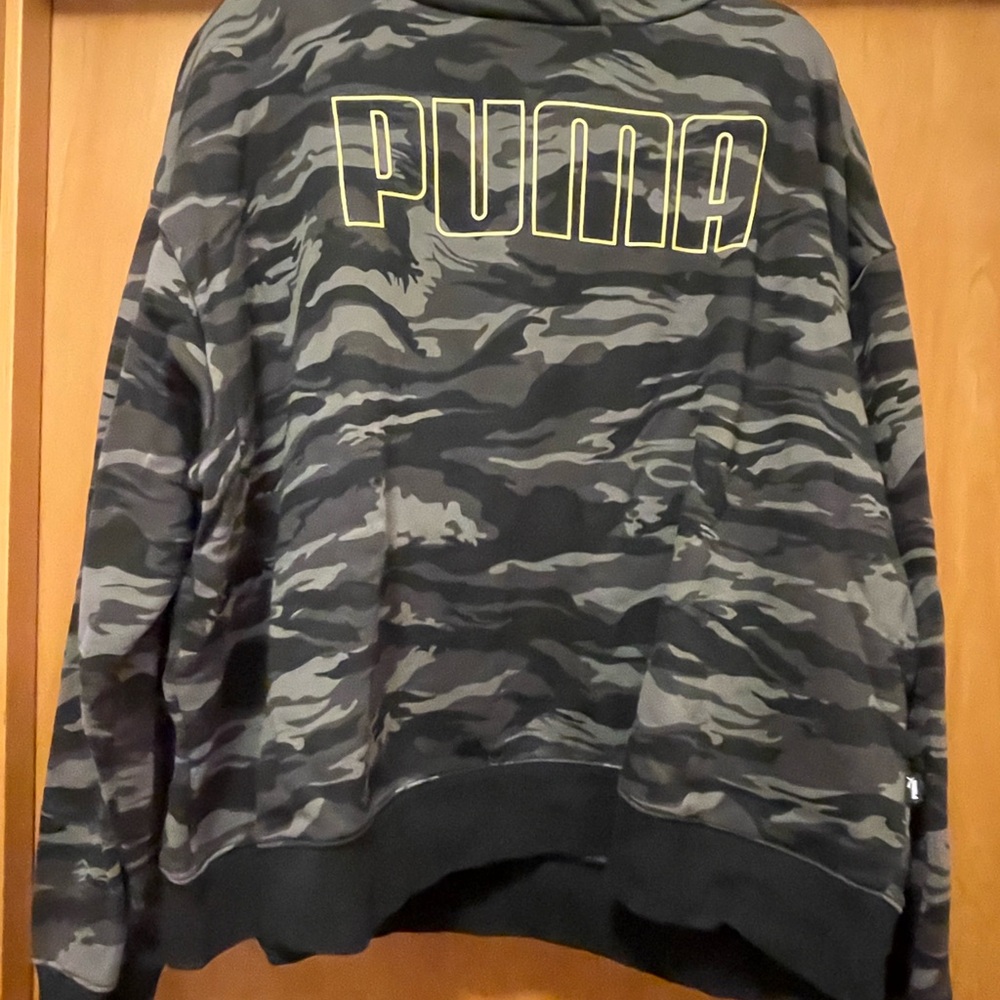PUMA womens Black and Gray Camouflage Sweater